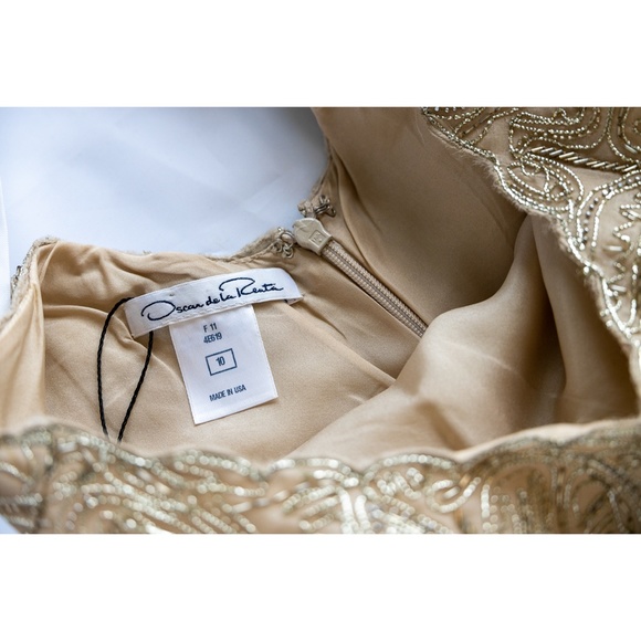 Champagne embellished Oscar de la Renta dress - Picture 8 of 10